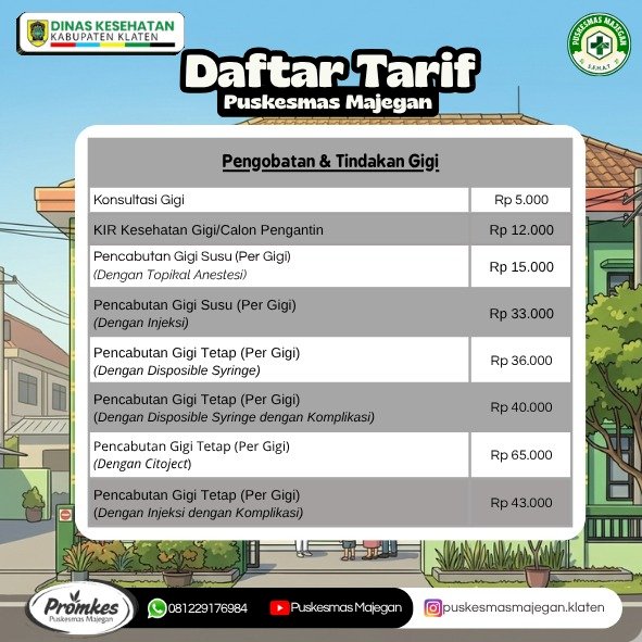 DAFTAR TARIF PUSKESMAS MAJEGAN TERBARU