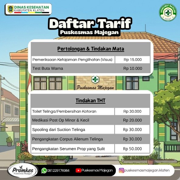 DAFTAR TARIF PUSKESMAS MAJEGAN TERBARU